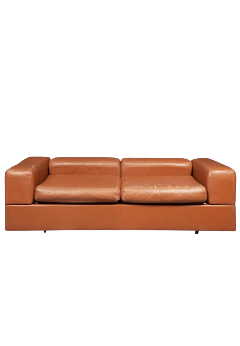 Tito Agnoli 711 Cognac Leather Sofa Daybed for Cinova