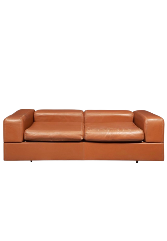 Tito Agnoli 711 Cognac Leather Sofa Daybed for Cinova