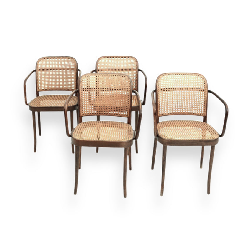 Set of Four Josef Hoffman Bentwood Prague 811 Chairs for Thonet