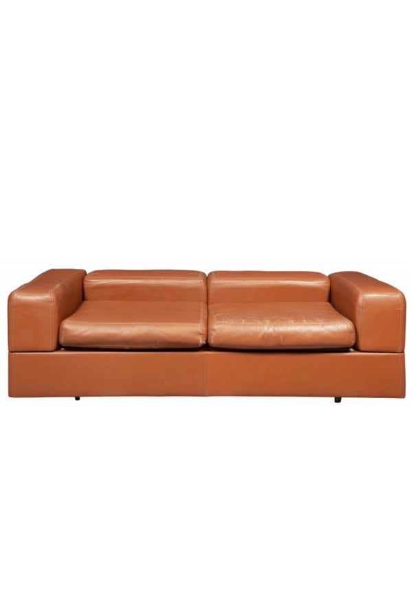 Tito Agnoli 711 Cognac Leather Sofa Daybed for Cinova