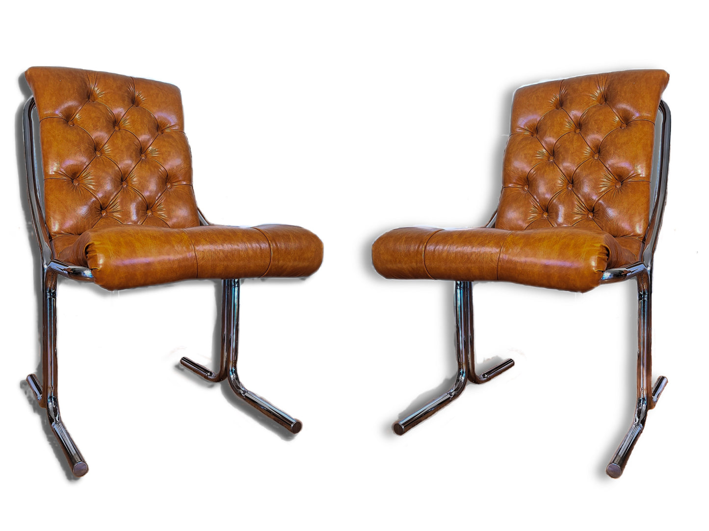 Daystrom Cantilevered Tufted Chairs-Pair