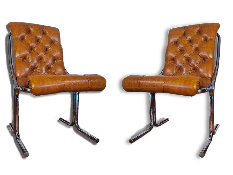 Daystrom Cantilevered Tufted Chairs-Pair