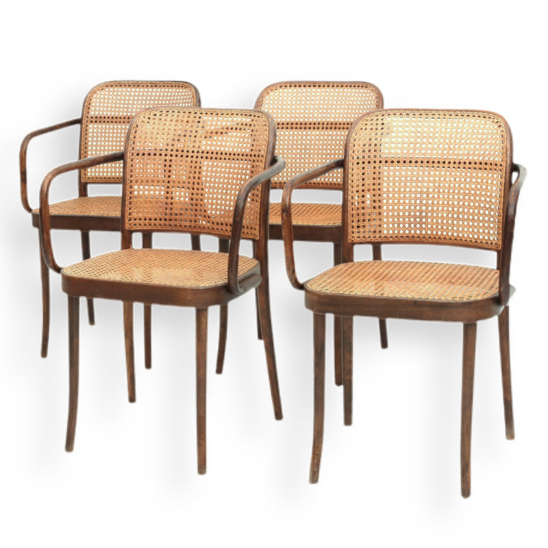 Set of Four Josef Hoffman Bentwood Prague 811 Chairs for Thonet