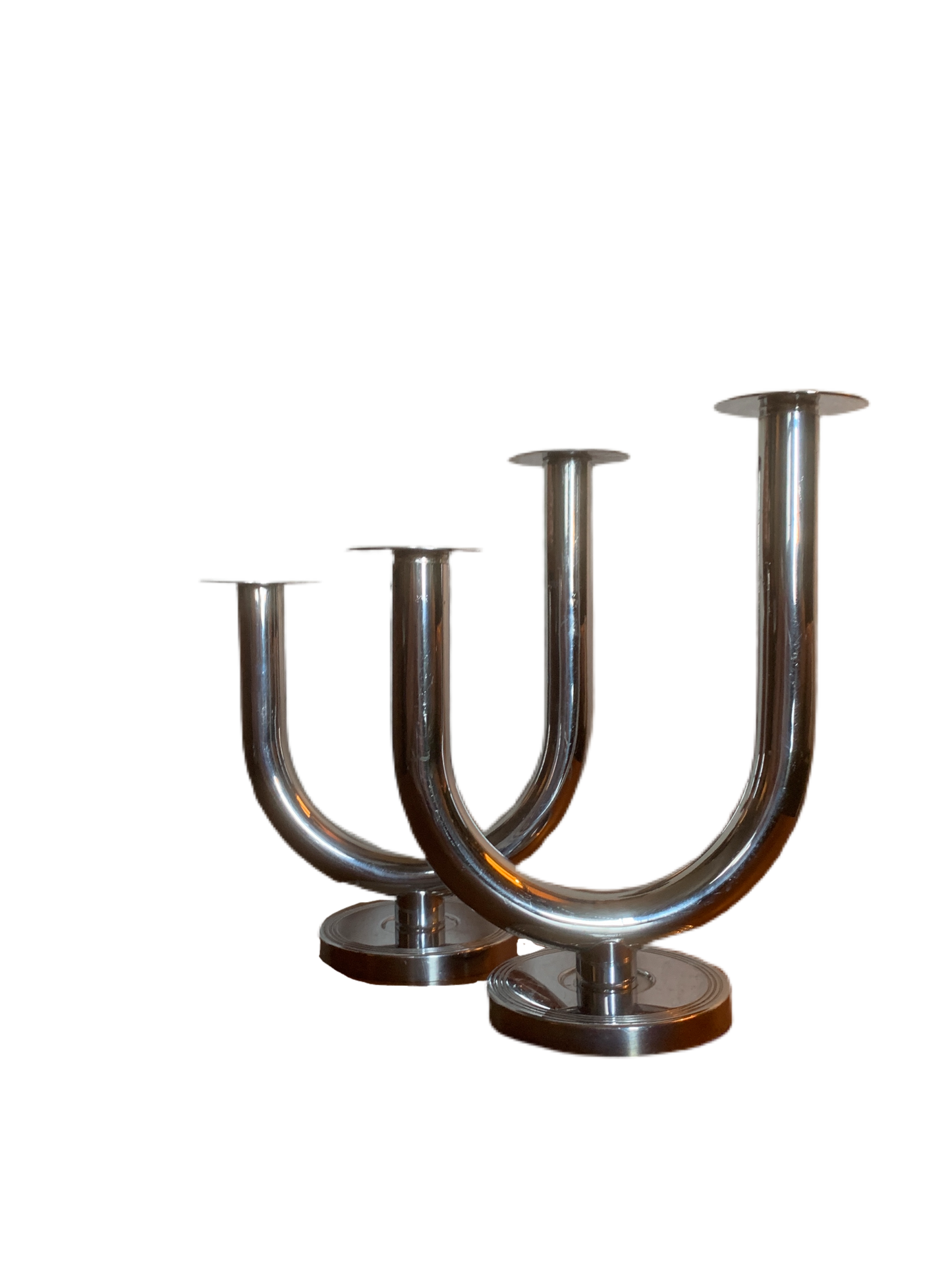 Chrome "Taurex" Double Candlesticks by Walter Von Nessen for Chase