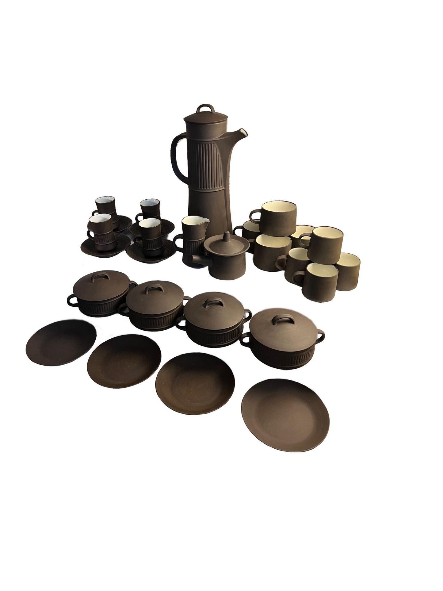 Early Dansk Flamestone ‘Petit Dejeuner’ Mocha, Espresso, Coffee, 27-Piece Breakfast Service for Four