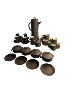 Early Dansk Flamestone ‘Petit Dejeuner’ Mocha, Espresso, Coffee, 27-Piece Breakfast Service for Four