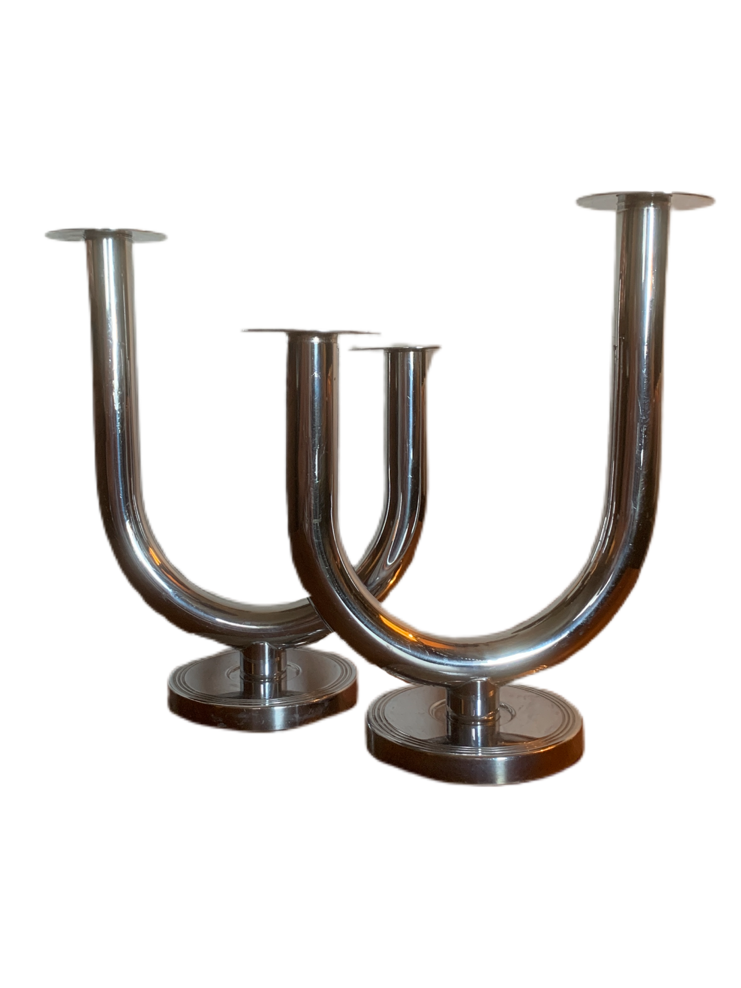 Chrome "Taurex" Double Candlesticks by Walter Von Nessen for Chase