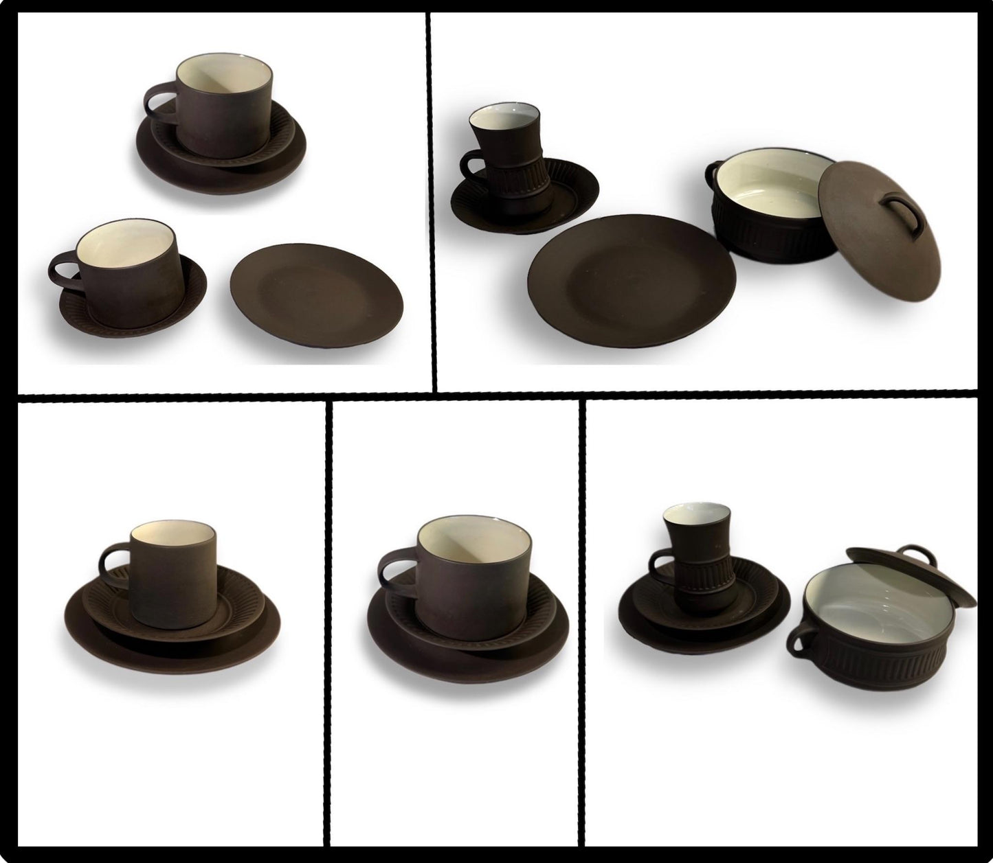 Early Dansk Flamestone ‘Petit Dejeuner’ Mocha, Espresso, Coffee, 27-Piece Breakfast Service for Four