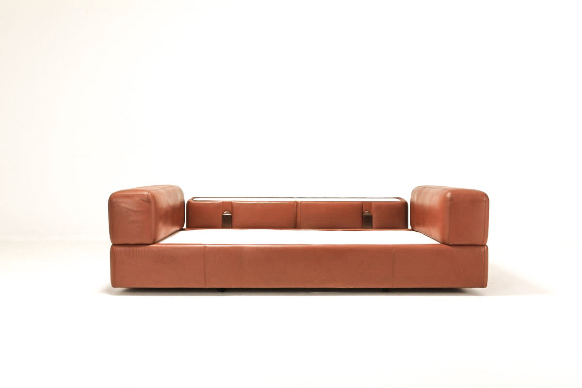 Tito Agnoli 711 Cognac Leather Sofa Daybed for Cinova