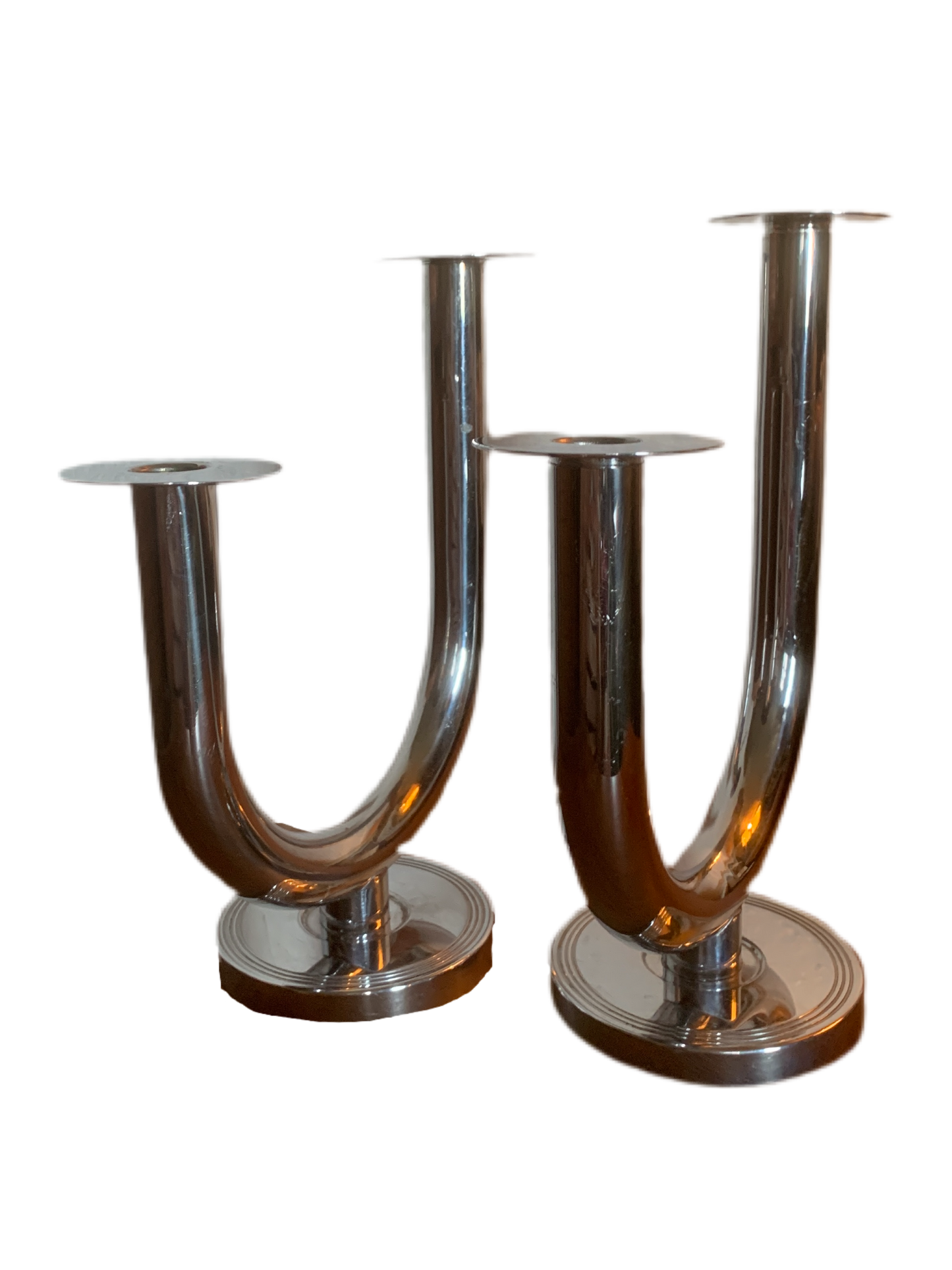 Chrome "Taurex" Double Candlesticks by Walter Von Nessen for Chase