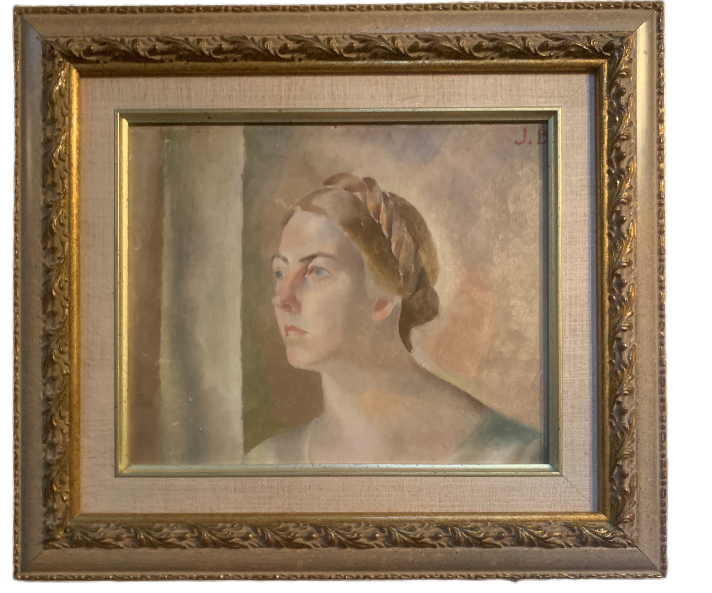 Portrait of Woman with Braid (Bertha Skou)- Oil on Panel c. 1920